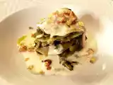 Ricetta Millefoglie di patate e castraure con fonduta di gorgonzola e noci