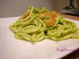 Ricetta Troccoli con pesto di fave e gamberi