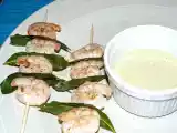 Ricetta Spiedini di code di mazzancolle con la salsina profumata di basilico