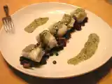 Ricetta Baccalà con lenticchie nere e pesto