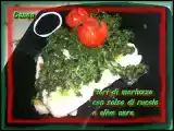 Ricetta Fiori di merluzzo con salsa di rucola e olive nere