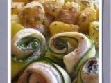 Ricetta Involtini di pesce e zucchine con insalata di patate alla similtedesca