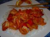 Ricetta Gamberetti in salsa chili con letto di riso bianco