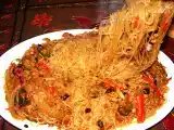 Ricetta Spaghetti di soia saltati con carne & verdure piccanti