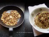 Ricetta Spaghetti integrali con mollica tostata, uvetta, pinoli & pesto d' alici