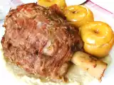Ricetta Stinco di vitello con purè di porri e nidi di mela
