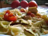 Ricetta Farfalle con surimi e pomodorini...e....1° giveaway di zucchero&sale!