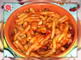 Ricetta Caserecce al sugo di pancetta, salsiccia e borlotti