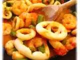 Ricetta Paccheri rigati spadellati ai gamberi, calamari ed asparagi