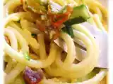 Ricetta Carbonara di zucchine, fiori di zucchina e speck