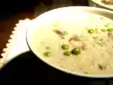 Ricetta Zuppa d'orzo, piselli e funghi al latte