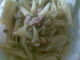 Ricetta Pennette con salsiccia, cipolla, pomodorini e piselli