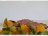 Ricetta Petto d'anatra al cacao e insalata fredda di arance e asparagi
