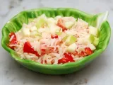 Ricetta Insalata di riso basmati con polpa di granchio mele e peperone (e pompelmo rosa)