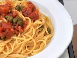 Ricetta Spaghetti con chorizo e vamos a la playa!