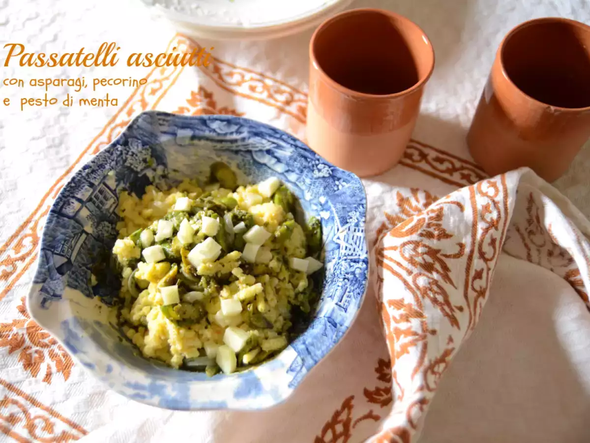 Ricetta Passatelli asciutti “gluten free” con asparagi, pecorino e pesto di menta