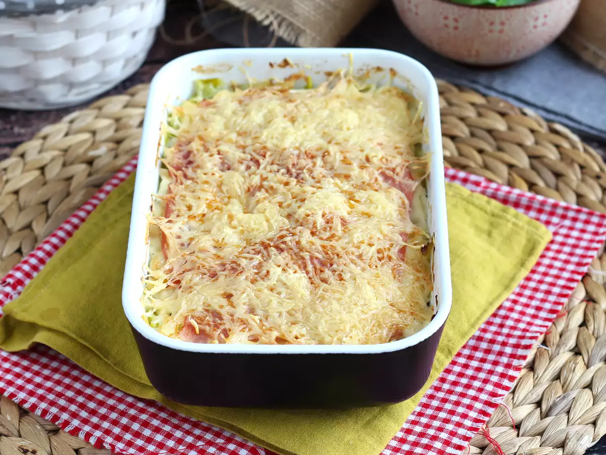 Ricetta Porri gratinati con prosciutto e formaggio