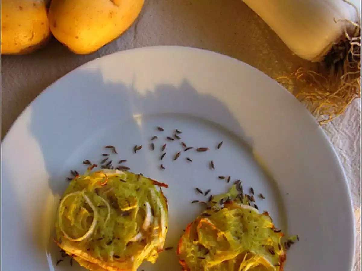 Ricetta Nidi di patate, porri e cumino