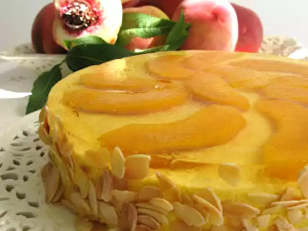 Ricetta Auguri letizia ! torta al miele e mascarpone, aspic di moscato e pesche