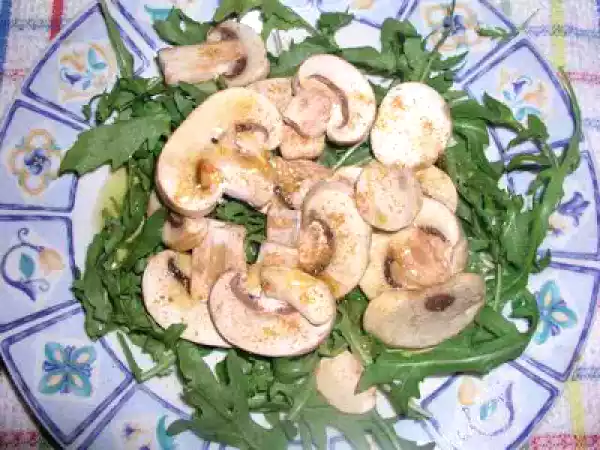 Ricetta Funghi rucola e bottarga