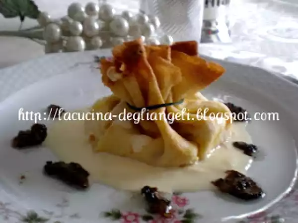 Ricetta Fagottini con crema di robiola e lamelle di tartufo