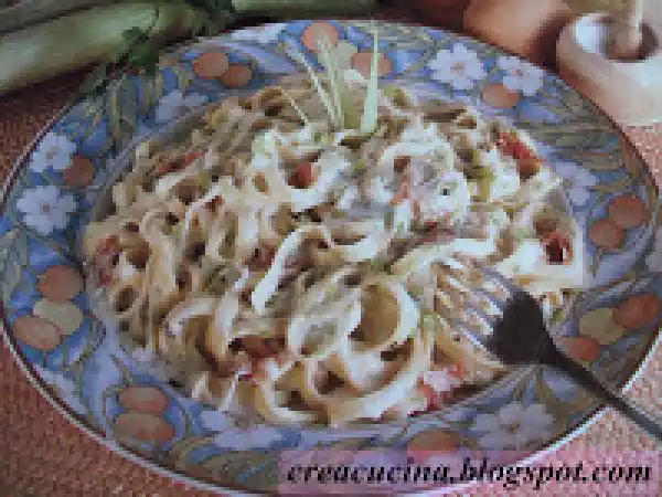 Ricetta Tagliatelle con porri e pancetta