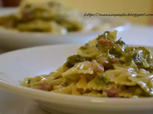 Ricetta Farfalle asparagi selvatici, pancetta e dolce sardo