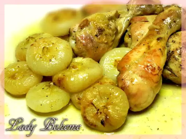 Ricetta Sulle ali del passato e i fusi di pollo allo spumante con cipolle borettane - premi