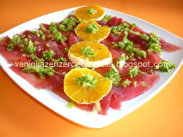 Ricetta Carpaccio di tonno all'arancia