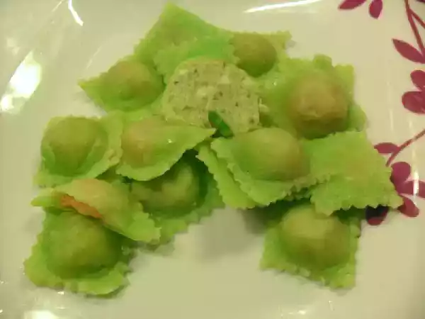 Ricetta Cucina molecolare, gel di amidi, ravioli verdi ricotta e carote