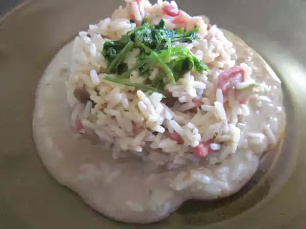 Ricetta Risotto con pancetta e vellutata di funghi