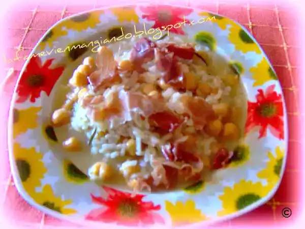Ricetta Riso con ceci e prosciutto crudo di parma croccante
