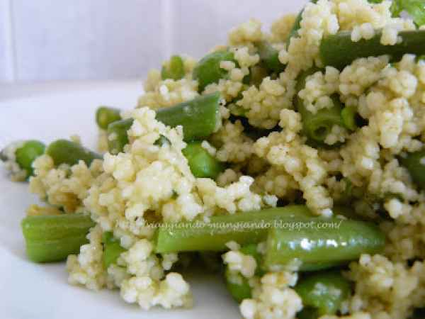 Ricetta Cous cous con pesto, piselli e fagiolini