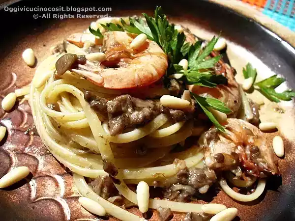 Ricetta Linguine con mazzancolle e funghi porcini