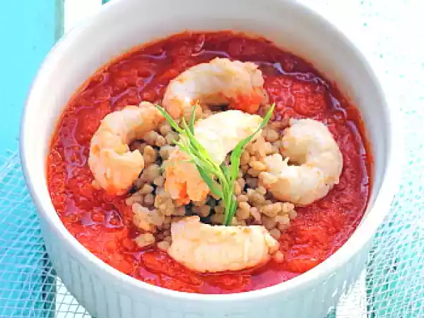 Ricetta Crema di peperoni e scampi