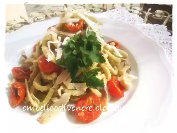 Ricetta Bigoli al prezzemolo con pesce spada e pomodori confit