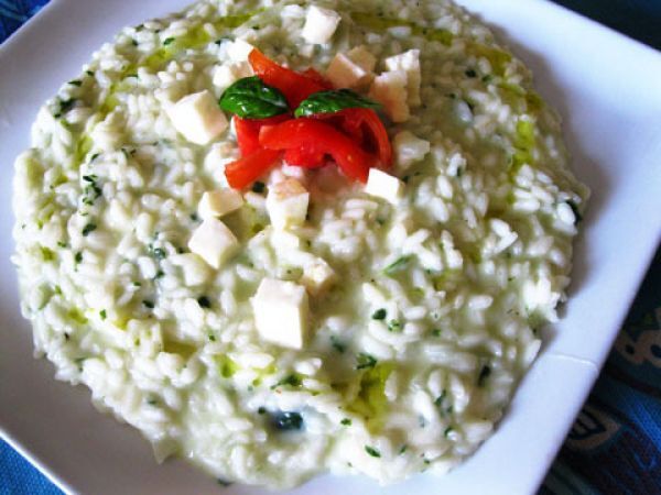 Ricetta Risotto al basilico, mozzarella e pomodorini