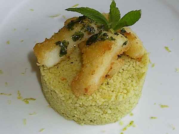 Ricetta Tortino di cous cous con bastoncini di baccala'