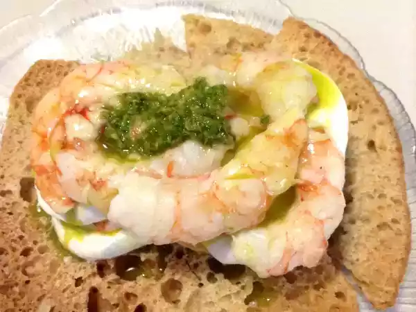 Ricetta Tortino di gamberi bufala e olio al basilico