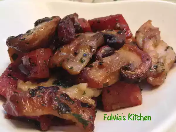 Ricetta Spezzatino di pollo con chorizo e funghi prataioli