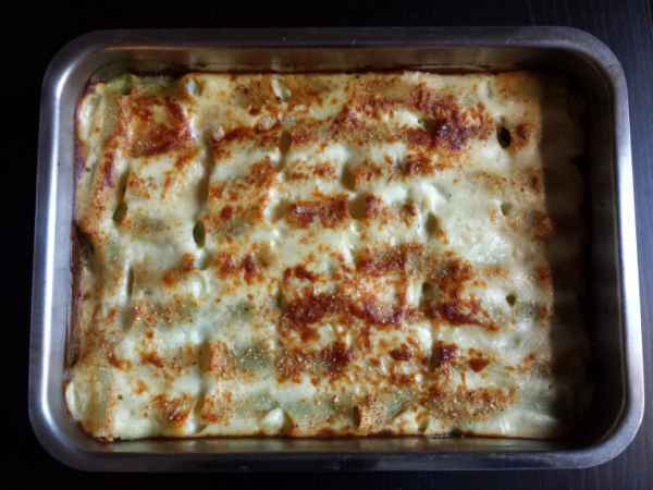 Paccheri gratinati con crema di spinaci e ricotta