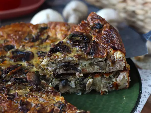 Ricetta Quiche senza base con funghi, pancetta e fiocchi di latte