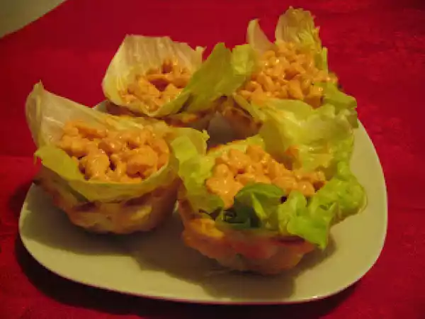 Ricetta Cestini di sfoglia con gamberetti in salsa rosa