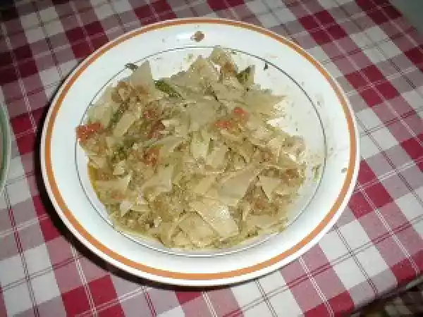 Ricetta Maltagliati integrali con asparagi e pancetta croccante