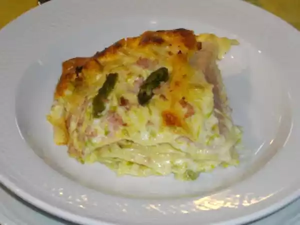 Ricetta Lasagne agli asparagi, stracchino e prosciutto cotto