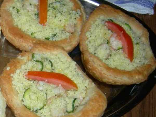 Ricetta Cestini di cous cous zucchine e gamberi