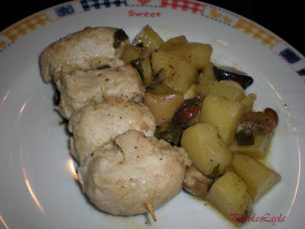 Ricetta Involtini di pollo con patate e funghi