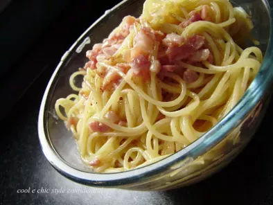 Ricetta Rivisitazione in cucina : spaghetti alla carbonara con marsala e noce moscata