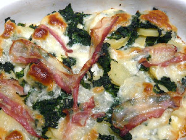 Ricetta Gratin patate, spinaci e bacon