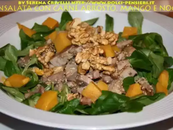 Ricetta Insalata con carne arrosto, mango e noci secondo